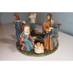 Advent Wreath Candle Holder Bethlehem Nativity Christmas Baby Jesus 10” Round